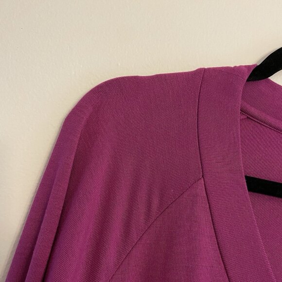 Soft Surroundings 1X Fuchsia Knit V-Neck Long Sleeve Overlay Madeline Tunic Top - Picture 7 of 11